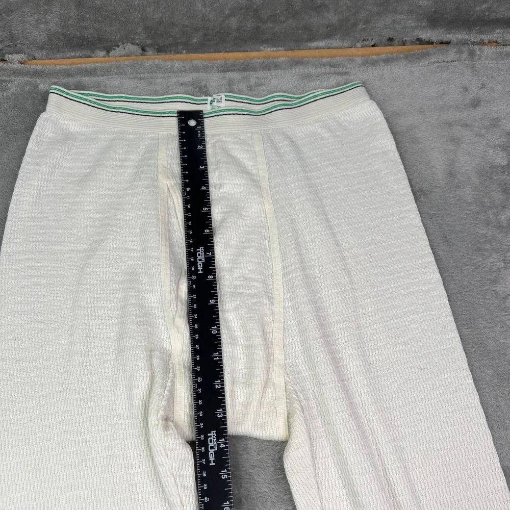 Hanes Thermal Long Johns Mens Large White Solid Waffle Knit Base Layer Pants VTG